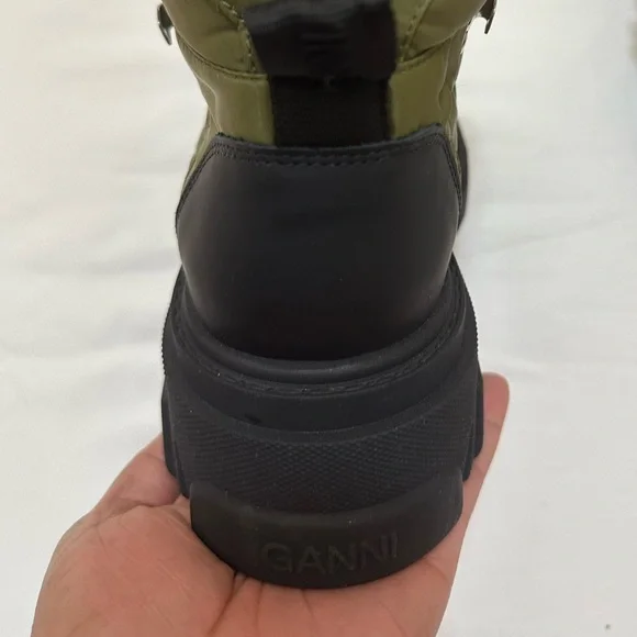 NEW Ganni Olive and Black Lace-Up Boots Size ( US10 )  (EU41 ) - Picture 6 of 10